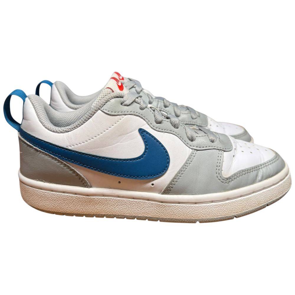 NIKE Court Borough Low 2 Boys 4Y White Grey Blue Leather Sneakers - Picture 5 of 13